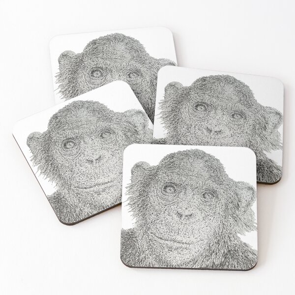 Item preview, Dotwork Monkey Art Print designed and sold by DrawWithSacha.