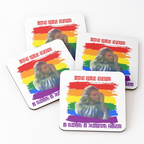 Item preview, OMG You Guys I Said I Hated Figs LGBT Jesus Meme Pride Flag Colors designed and sold by LuckyKermit.