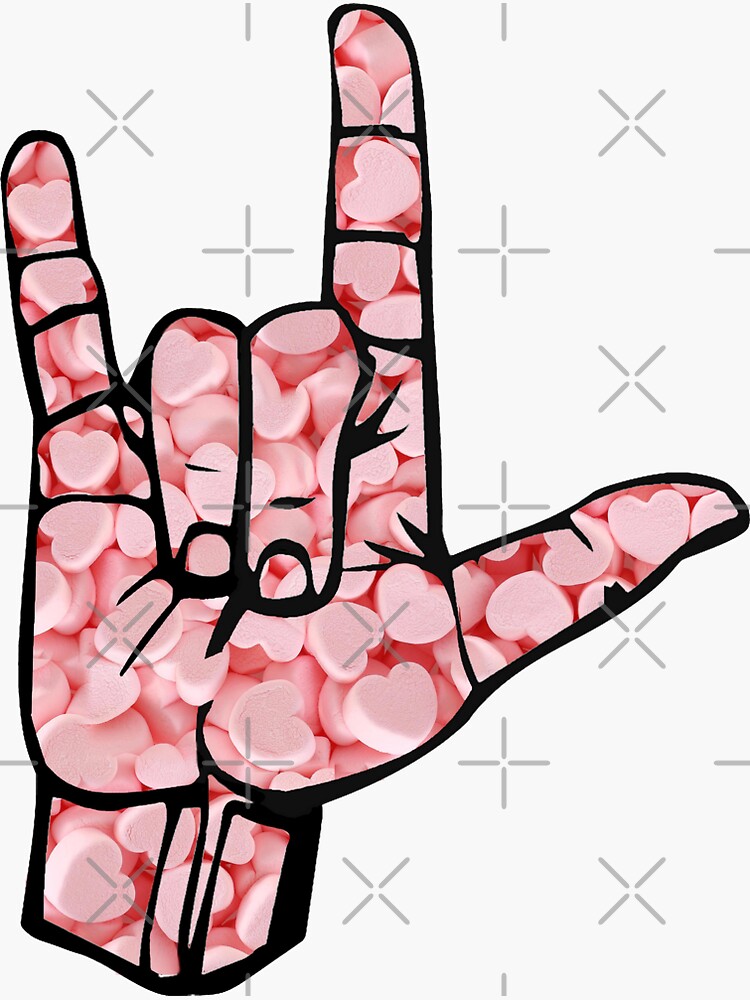 I Love You Sign Language Pink Sticker