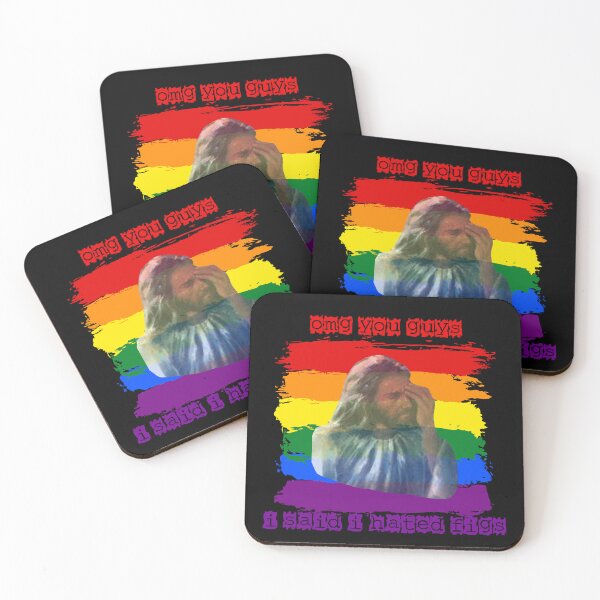 Item preview, OMG You Guys I Said I Hated Figs LGBT Jesus Meme Pride Flag Colors In Black designed and sold by LuckyKermit.