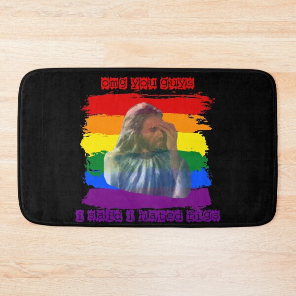 Item preview, OMG You Guys I Said I Hated Figs LGBT Jesus Meme Pride Flag Colors In Black designed and sold by LuckyKermit.