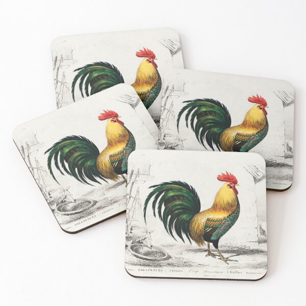 Item preview, Colourful cock hand drawing. vintage animal designed and sold by NineJuly.