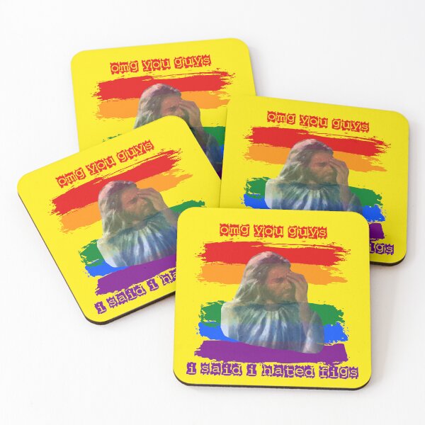 Item preview, OMG You Guys I Said I Hated Figs LGBT Jesus Meme Pride Flag Colors In Yellow designed and sold by LuckyKermit.