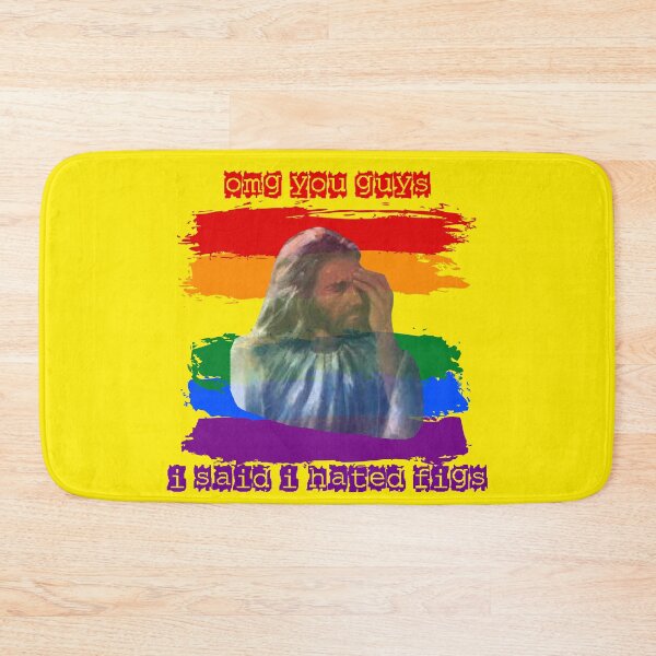 Item preview, OMG You Guys I Said I Hated Figs LGBT Jesus Meme Pride Flag Colors In Yellow designed and sold by LuckyKermit.