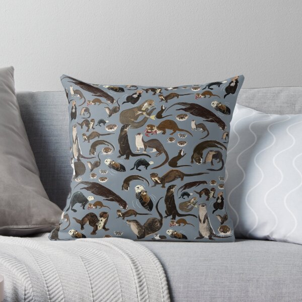 Old World otters Throw Pillow