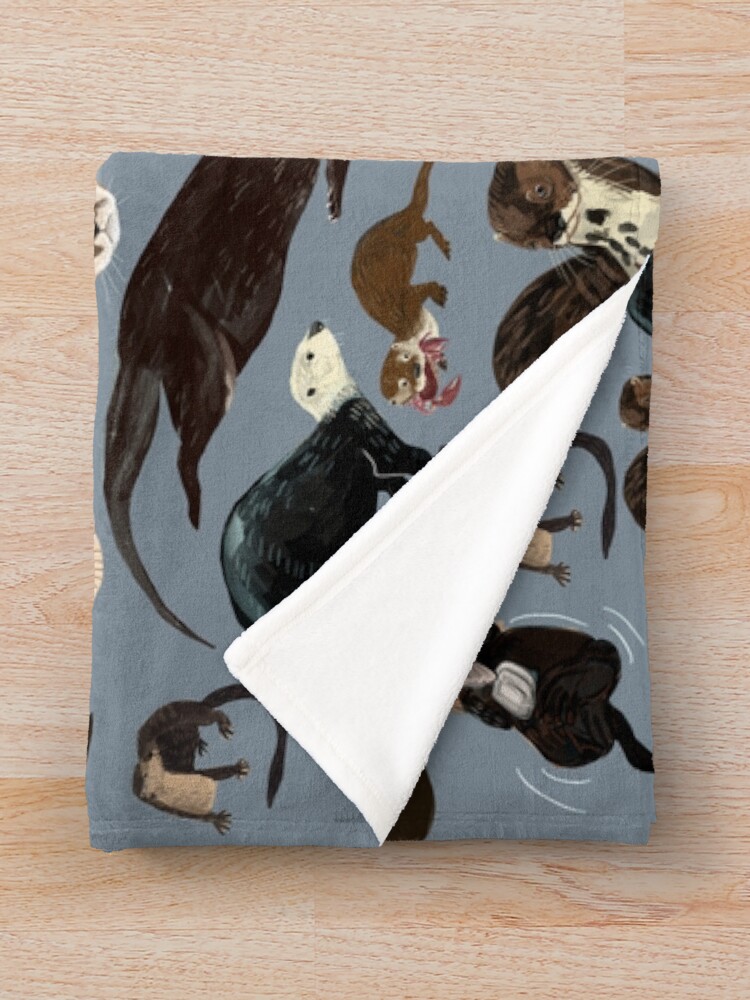 Alternate view of Old World otters Throw Blanket
