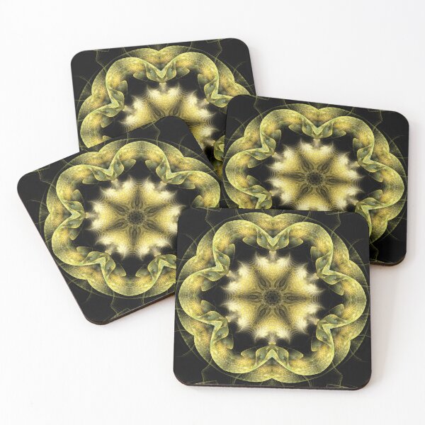 Item preview, Fractal flower head in green and yellow designed and sold by effervescence.