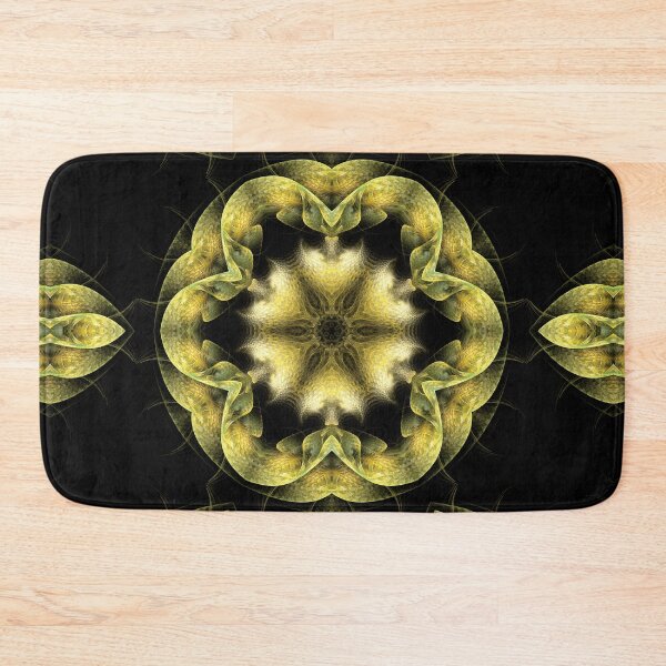 Item preview, Fractal flower head in green and yellow designed and sold by effervescence.