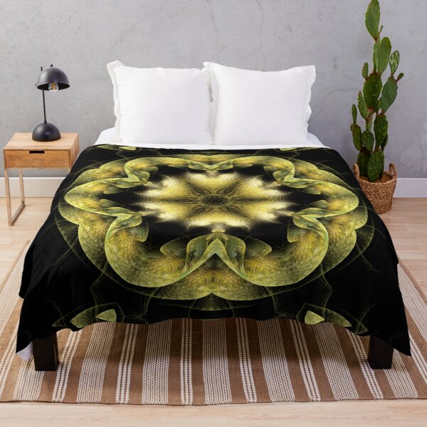 Item preview, Fractal flower head in green and yellow designed and sold by effervescence.