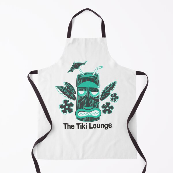 Item preview, Vintage Tiki Lounge Print in Aqua and Faded Black designed and sold by RetroTrend.