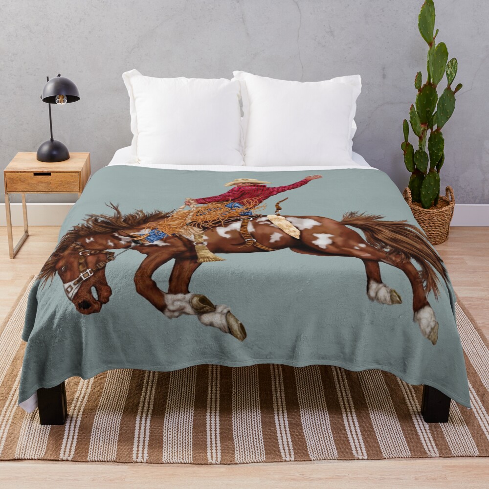 Vintage rodeo cowboy Throw Blanket