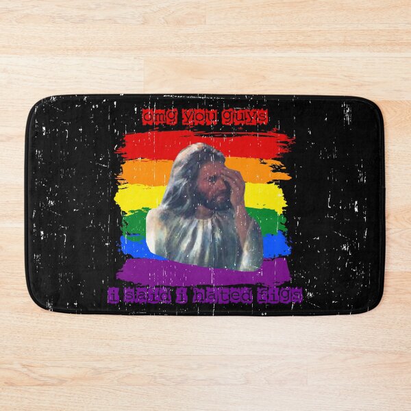 Item preview, OMG You Guys I Said I Hated Figs LGBT Jesus Meme Pride Flag Colors Grunge Effect In Black designed and sold by LuckyKermit.