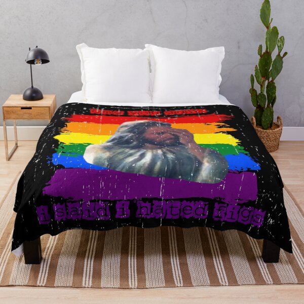 Item preview, OMG You Guys I Said I Hated Figs LGBT Jesus Meme Pride Flag Colors Grunge Effect In Black designed and sold by LuckyKermit.