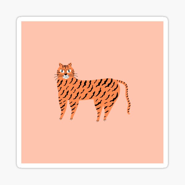 Cute Ginger Tiger Illustration Sticker By Frauhellen Redbubble 