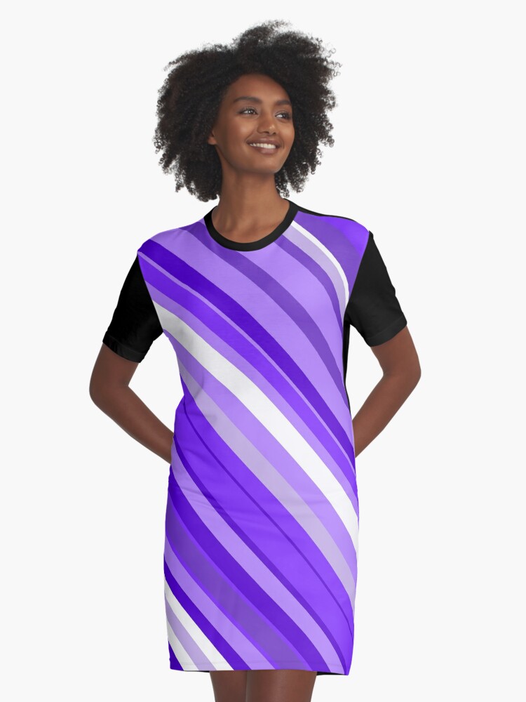 purple and white striped dress