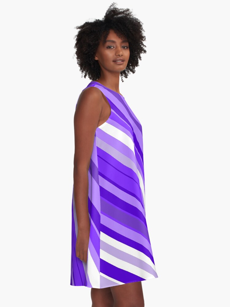 purple and white striped dress