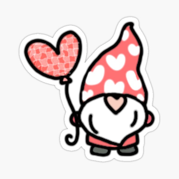 Aperçu de l'œuvre Gnome de la Saint-Valentin rose avec clipart coeurs créée et vendue par vyascreations.