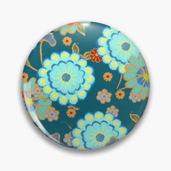 Item preview, Beautiful blue turquoise and red flower pattern designed and sold by Mary Jane Lange.
