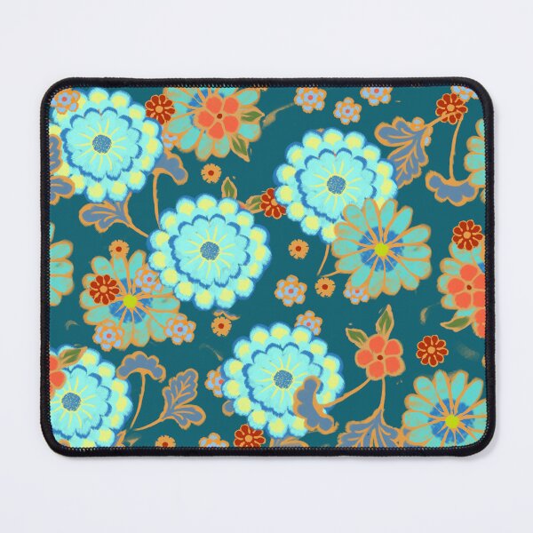 Item preview, Beautiful blue turquoise and red flower pattern designed and sold by Mary Jane Lange.