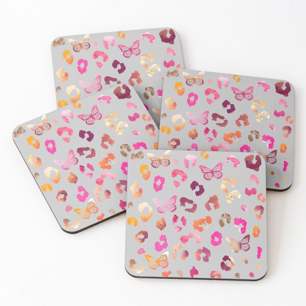 Item preview, Leopard Butterfly Grey Pink Pattern designed and sold by LIRAZ ZIV.