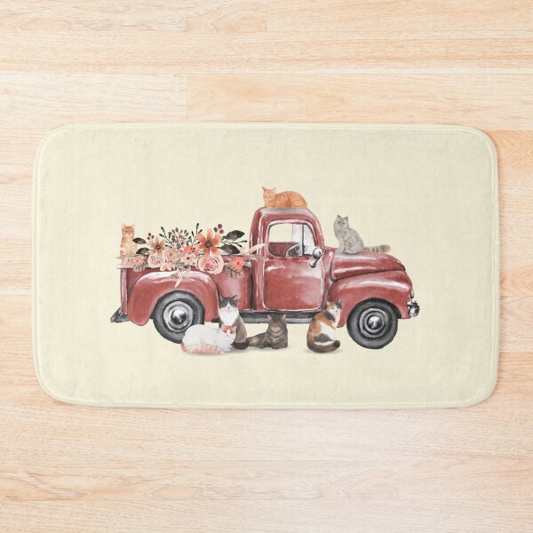 Item preview, Red Farm Truck and Barn Cats - Charming Country Living Watercolor Artwork designed and sold by SeasonsChange-.