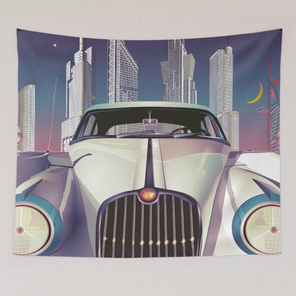 Item preview, Car in cityscape - 80 esthetics art designed and sold by AlexSin.