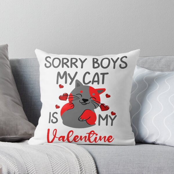 Item preview, Sorry Boys My Cat is My Valentine - cute funny grey and red valentines day cat designed and sold by FunnyCatsFam.
