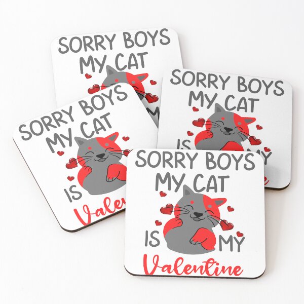Item preview, Sorry Boys My Cat is My Valentine - cute funny grey and red valentines day cat designed and sold by FunnyCatsFam.
