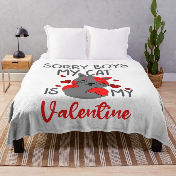 Item preview, Sorry Boys My Cat is My Valentine - cute funny grey and red valentines day cat designed and sold by FunnyCatsFam.