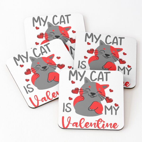 Item preview, My Cat Is My Valentine - cute funny grey and red valentines day cat designed and sold by FunnyCatsFam.