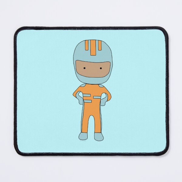 Light blue and orange pit crew / driver - by Doodle and Drive Mouse Pad