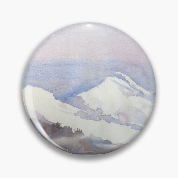 Item preview, Snow capped mountain landscape painting.  Snowy mountain and lake landscape artwork.  Watercolor painting designed and sold by rfoxphoto.
