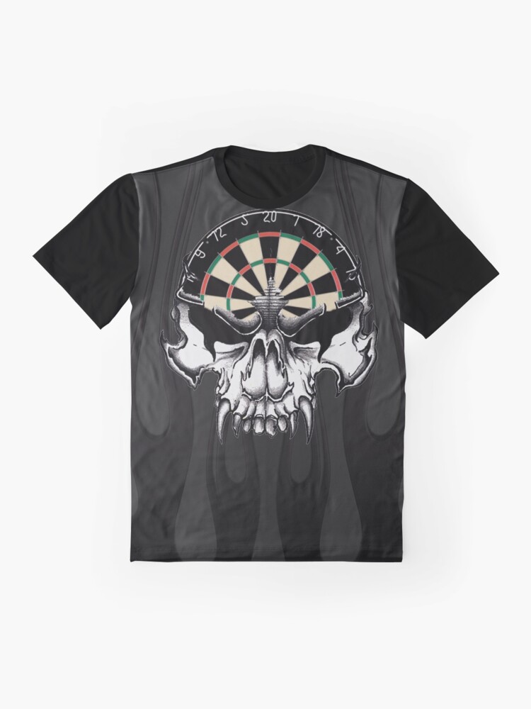 Graphic T-Shirt, Darts Skull and Flames designed and sold by mydartshirts