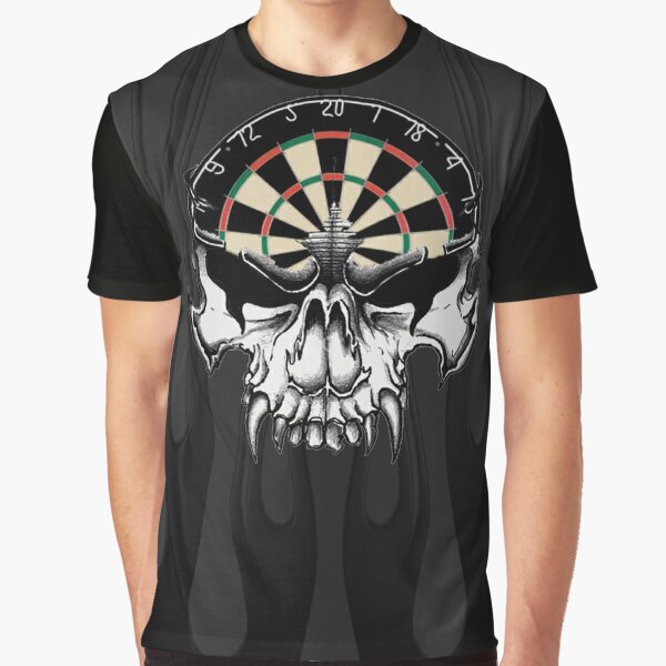 Darts Skull and Flames Graphic T-Shirt