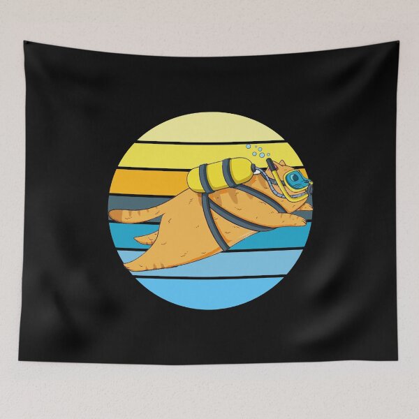 Item preview, Retro vintage Scuba Diving cat - Scuba Diving Cats - for kids -  Children cats & scuba diving lovers  designed and sold by Live  Today.