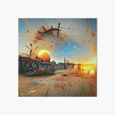 Item preview, AI Generated Art, Vintage Sunset Graffiti  designed and sold by Anna Chidiac.