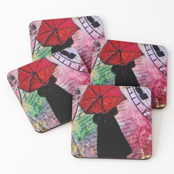 Item preview, lady in the city with red umbrella designed and sold by baybaybaiba.