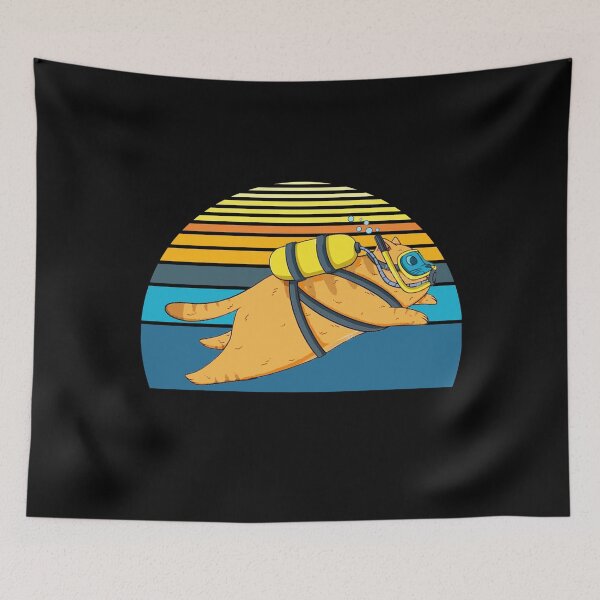 Item preview, Retro vintage Scuba Diving cat - Scuba Diving Cats - for kids -  Children cats & scuba diving lovers  designed and sold by Live  Today.