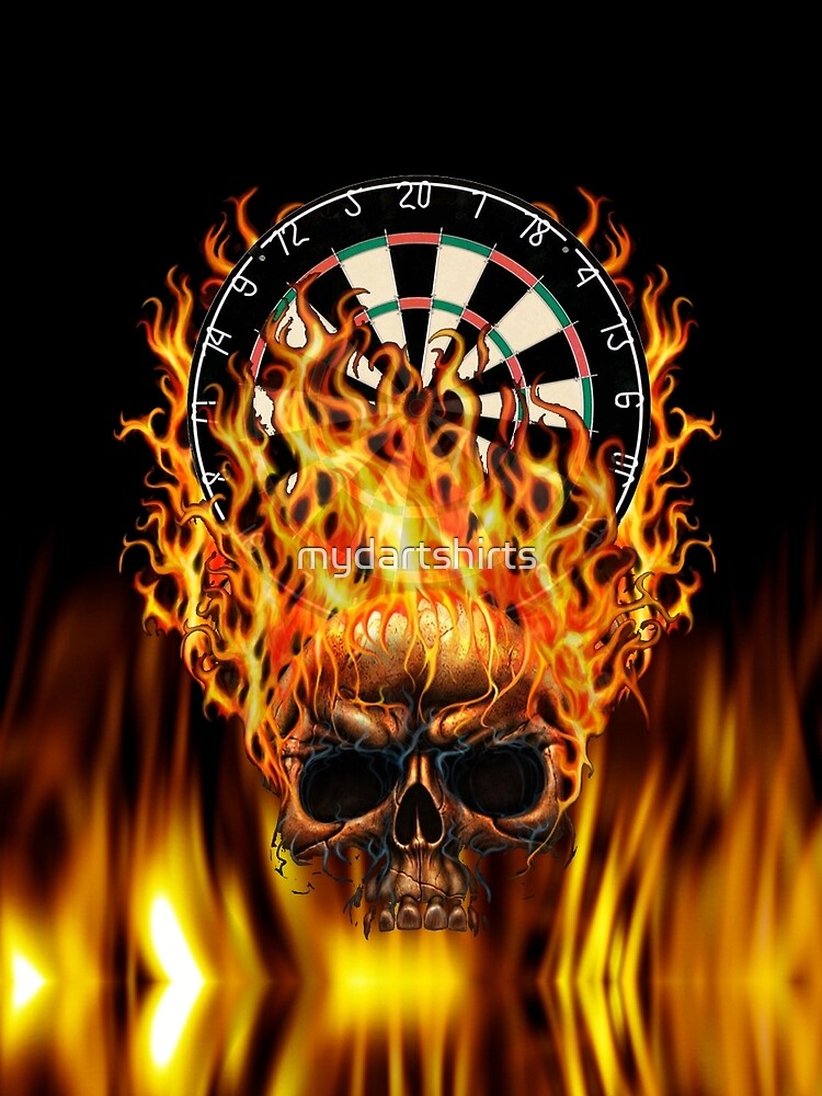 Thumbnail 5 of 5, Graphic T-Shirt, Flaming Skull Dartboard designed and sold by mydartshirts.