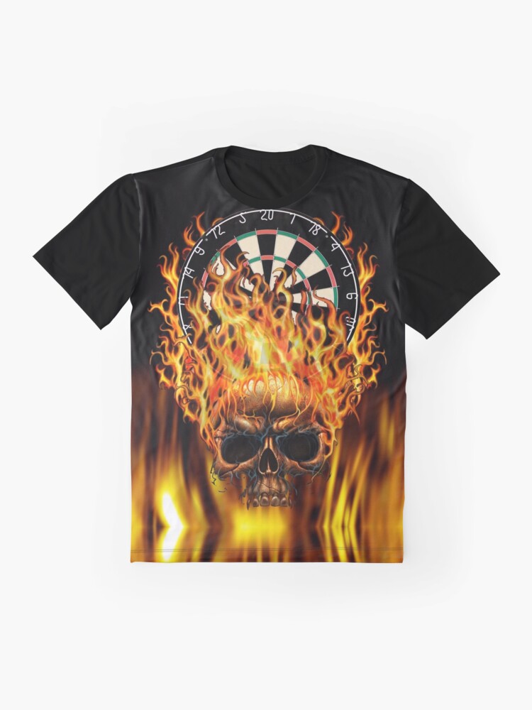 Graphic T-Shirt, Flaming Skull Dartboard designed and sold by mydartshirts