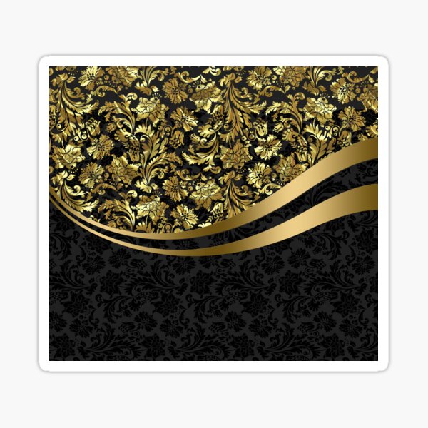 "Black And Gold Floral Damasks" Sticker by artonwear Redbubble