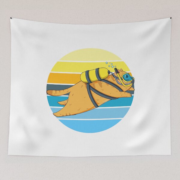 Item preview, Retro vintage Scuba Diving cat - Scuba Diving Cats - for kids -  Children cats & scuba diving lovers  designed and sold by Live  Today.