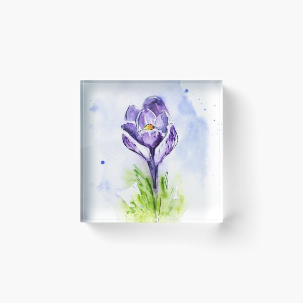 Item preview, Purple Crocus Flower Watercolor Print designed and sold by NatalyMak.