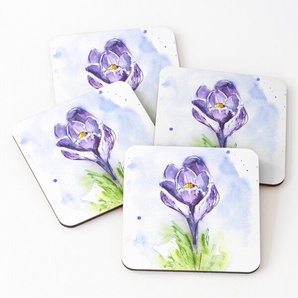 Item preview, Purple Crocus Flower Watercolor Print designed and sold by NatalyMak.