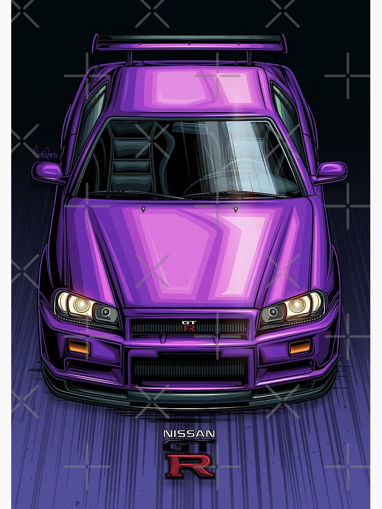 Nissan Skyline GT-R R34 Purple Poster for Sale by marioramosart