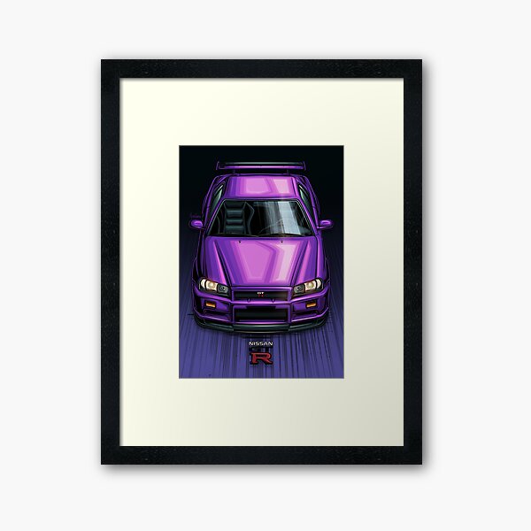 Nissan Skyline GT-R R34 Purple Framed Art Print