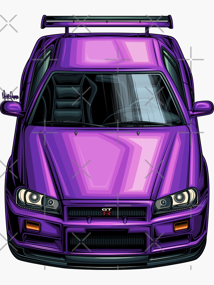 Nissan Skyline GT-R R34 Purple Poster for Sale by marioramosart