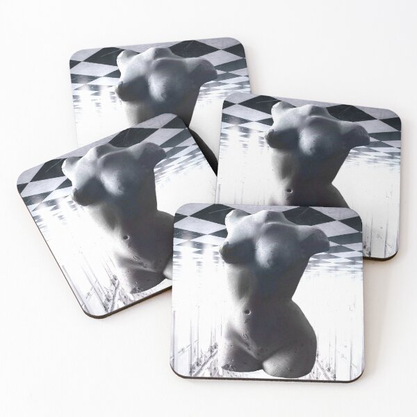 Item preview, Female torso sculpture levitating upside-down digital collage designed and sold by 39 Art.