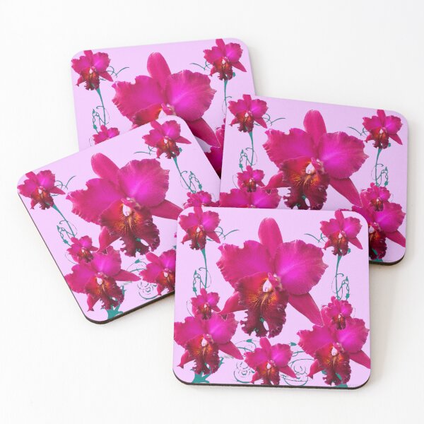 Item preview, FUCHSIA PINK DECORATIVE GARDEN ORCHIDS PATTERN ART designed and sold by sharlesart.