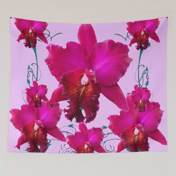 Item preview, FUCHSIA PINK DECORATIVE GARDEN ORCHIDS PATTERN ART designed and sold by sharlesart.